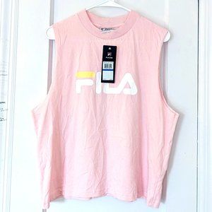 New Fila Logo Tank Top Muscle Tee in Pink, NWT Helena Sleeveless